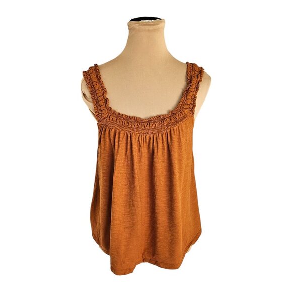 Anthropologie Brown Burnt Orange Tank Top Blouse Sz M - Picture 1 of 7